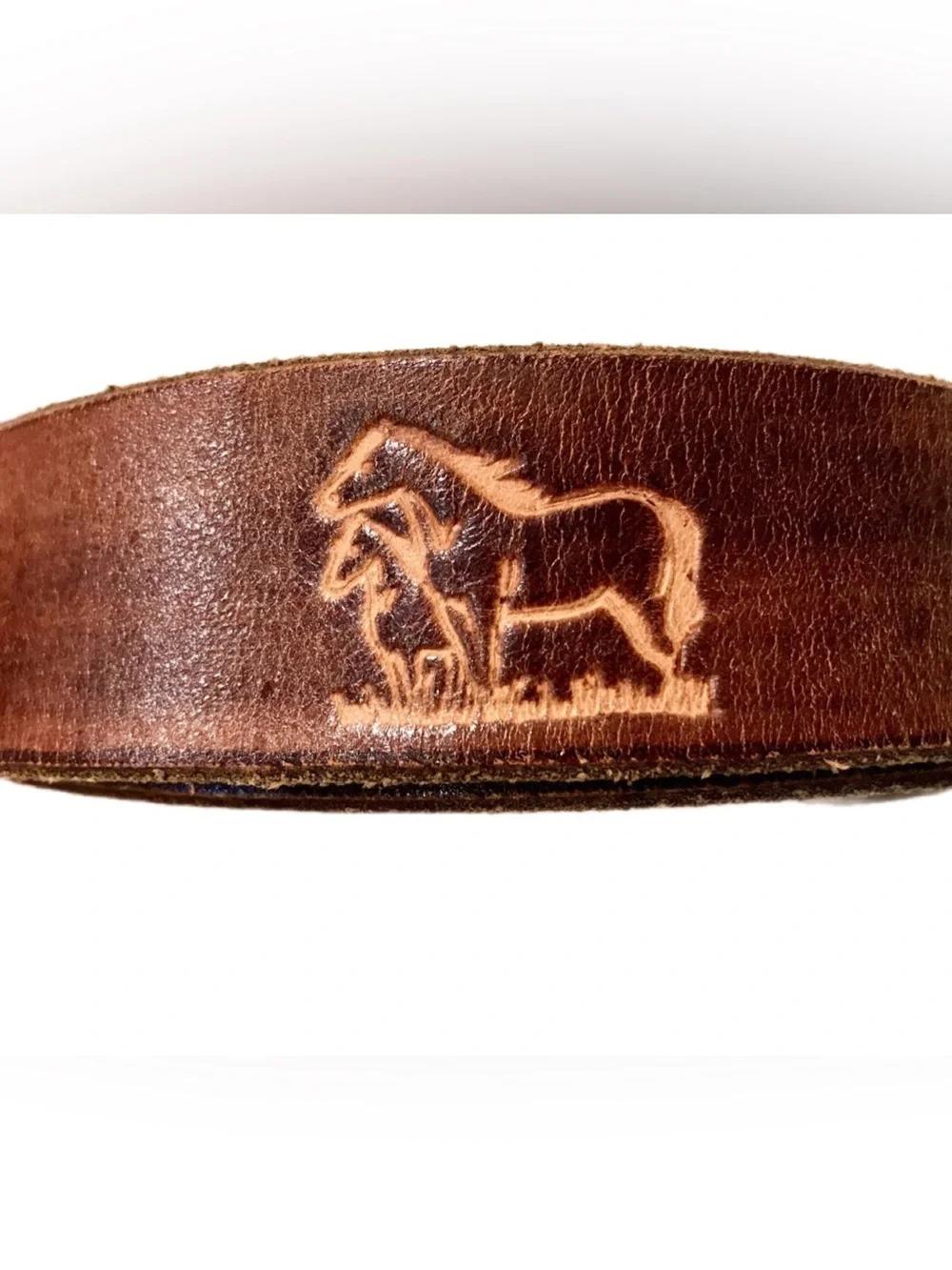 Vintage 1980’s Horses Leather Belt Youth 31” Name Arthur Hand Tooled Cowboy